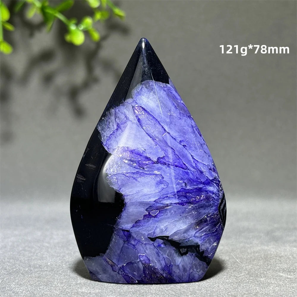 Dyed Purple Black Banded Agate Freeform Torch