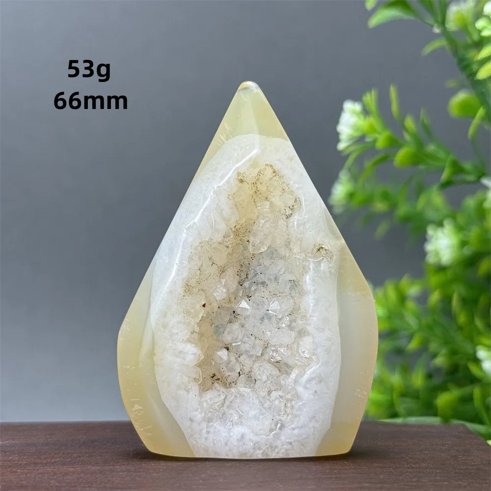 Natural Yellow Agate Geode Free Form Torch