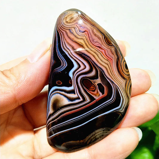 Natural Crazy Lace Agate Palm Stone