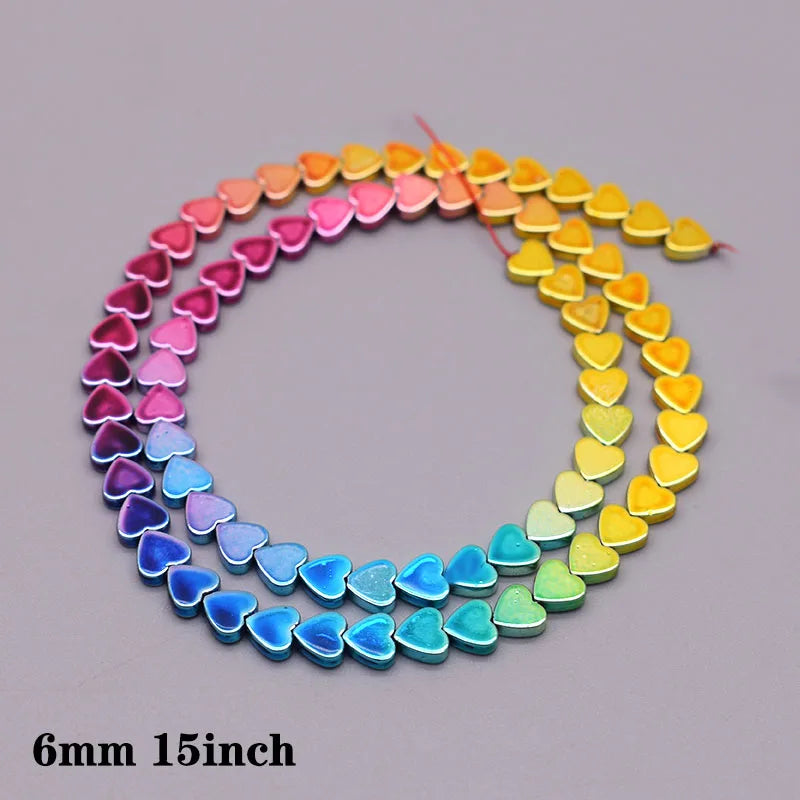 Rainbow Gradient Natural Hematite Bead Strand