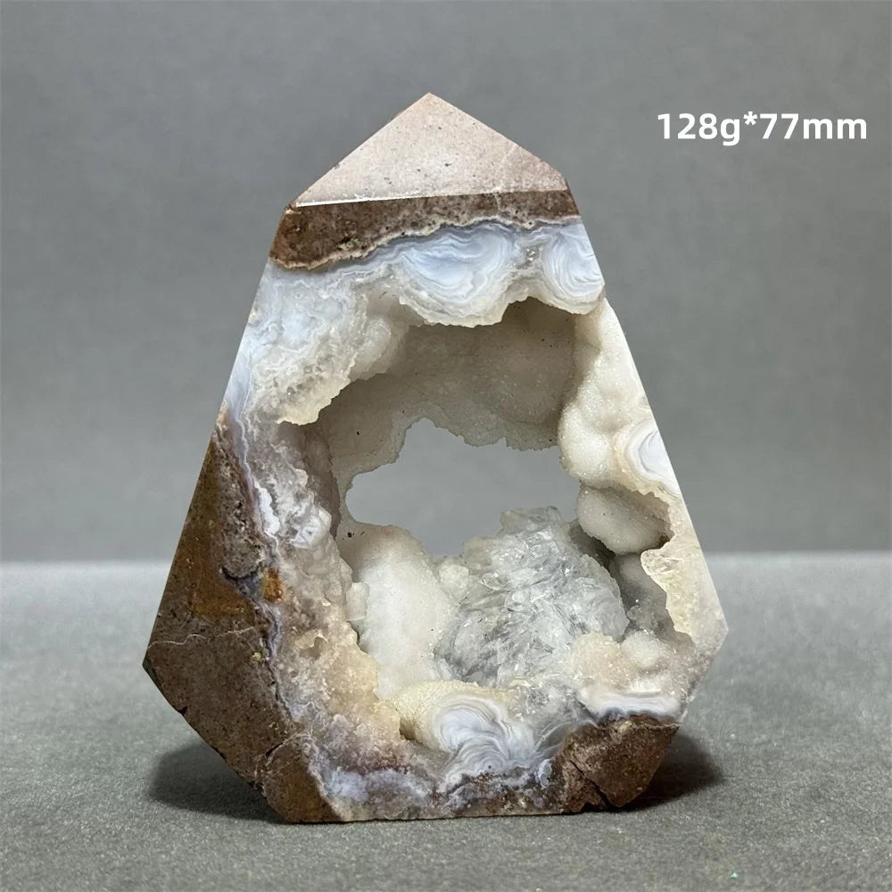Natural Druzy Geode Fairy Window Tower