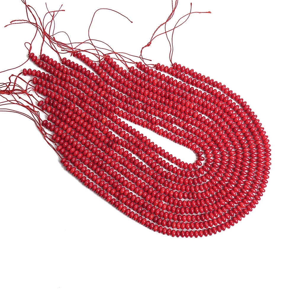 HQ Enhanced Red Coral Rondelle Bead Strand