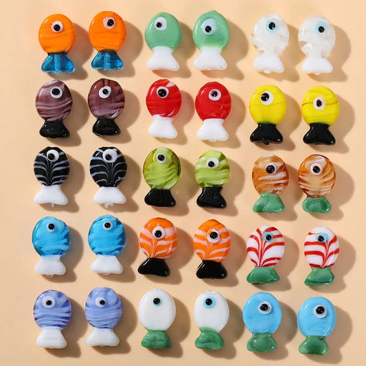 2pcs Artisan Handmade Glass Fish Beads