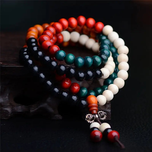 Collier Mala 108 perles en bois de santal naturel