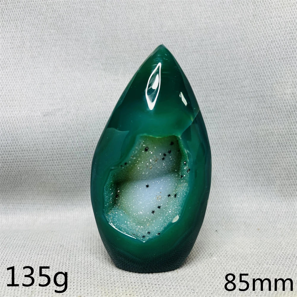 Green Cherry Blossom Agate Free Form Teardrop