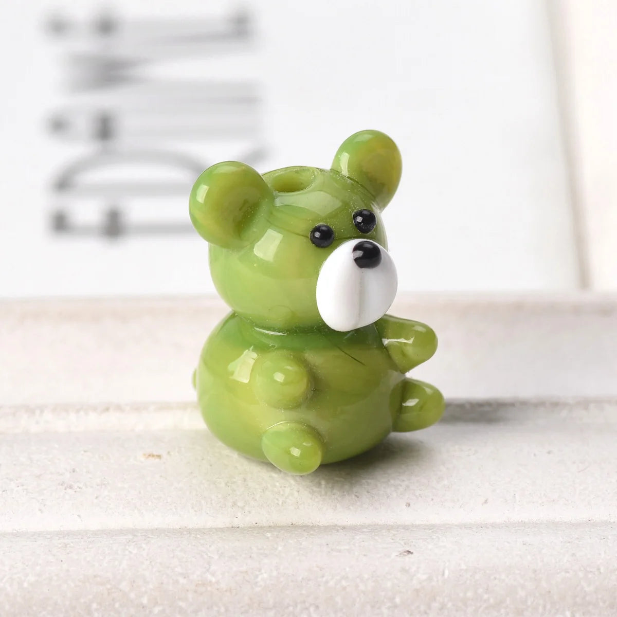 2pcs Bear Handmade Lampwork Glass Beads (15x20mm)