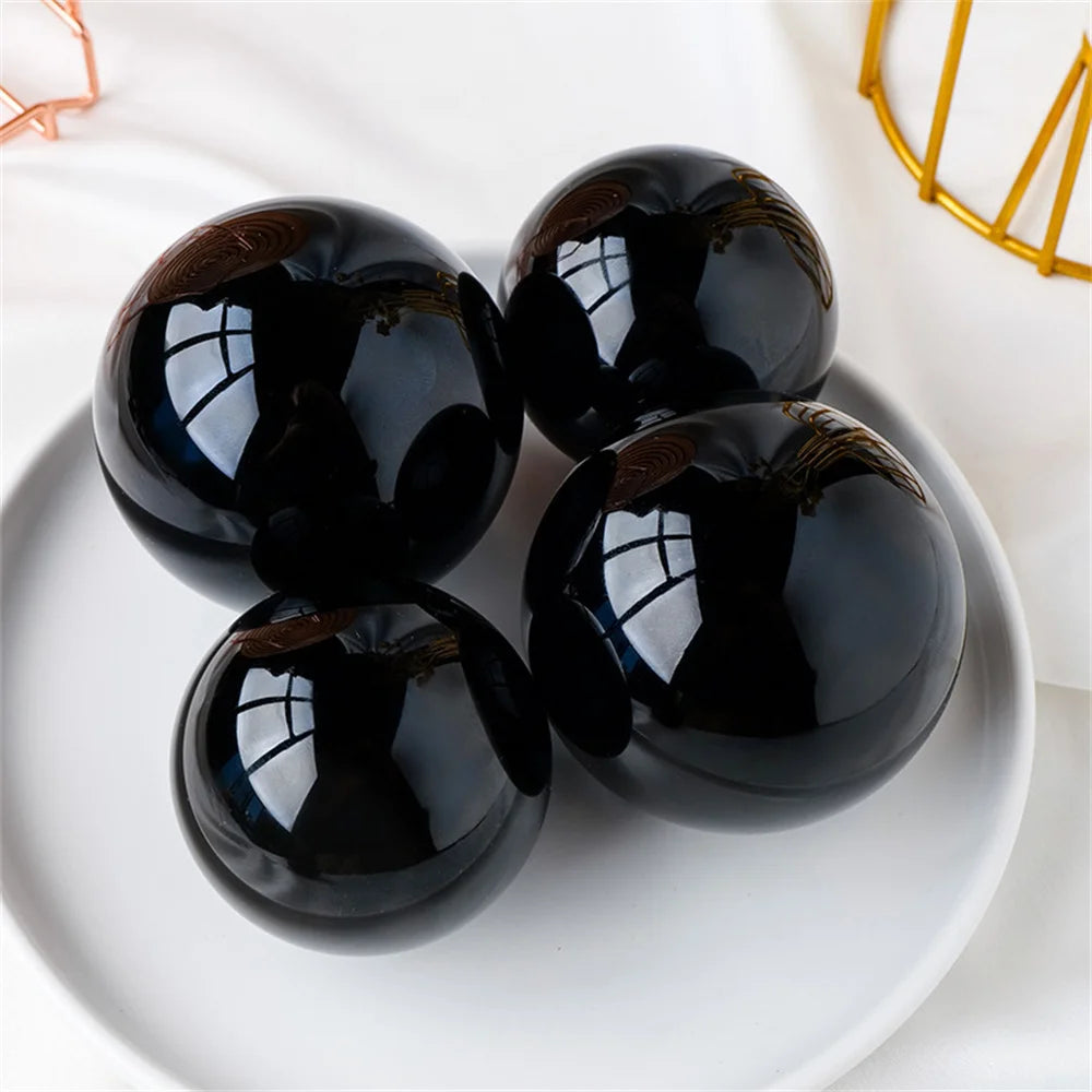 Sphère d'obsidienne noire naturelle