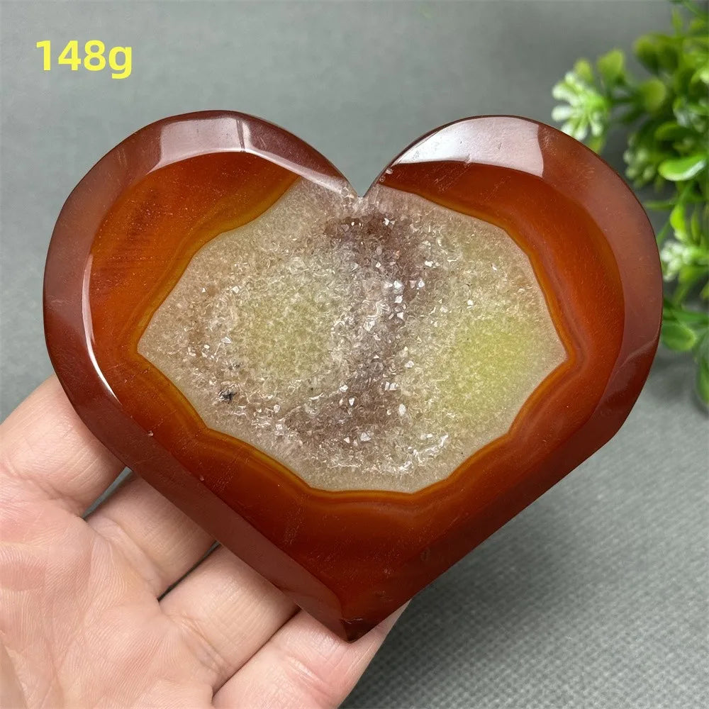 Natural Red Carnelian Druzy Heart