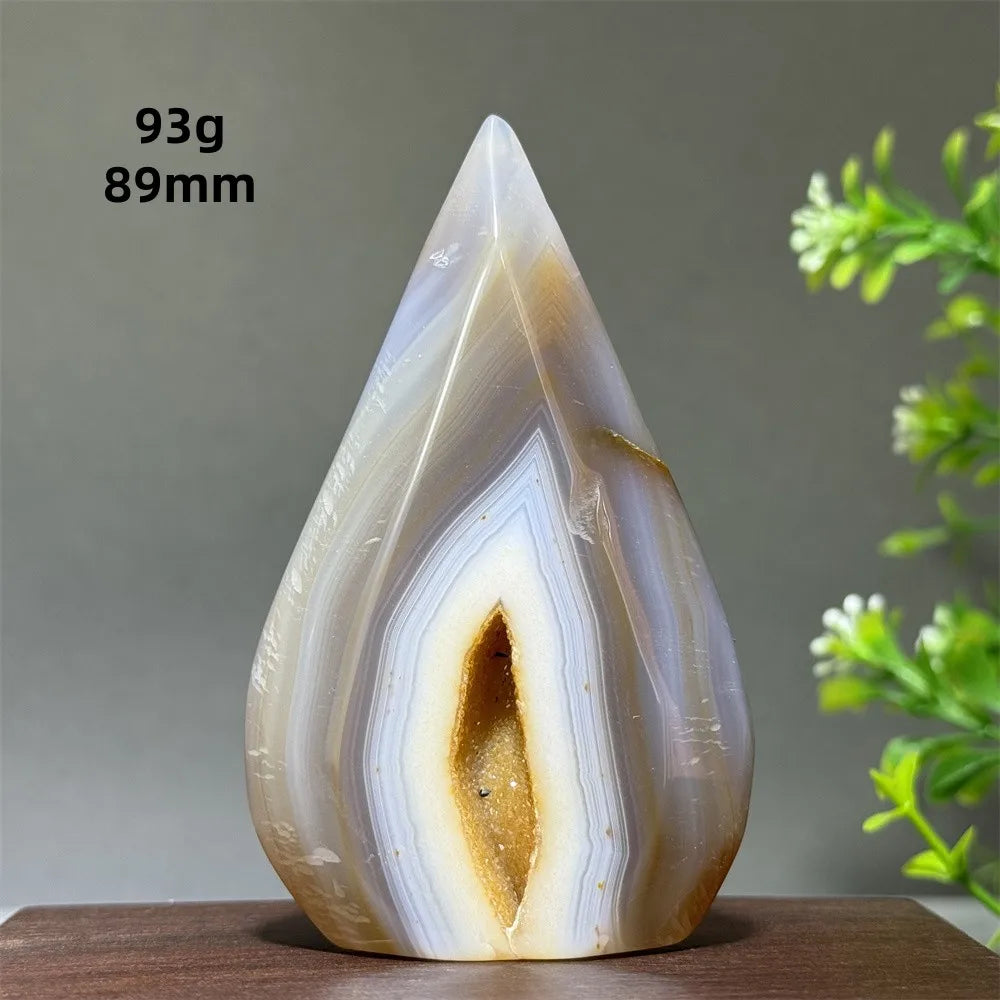 Natural Yellow Striped Agate Crystal Cave Free-Form Torch