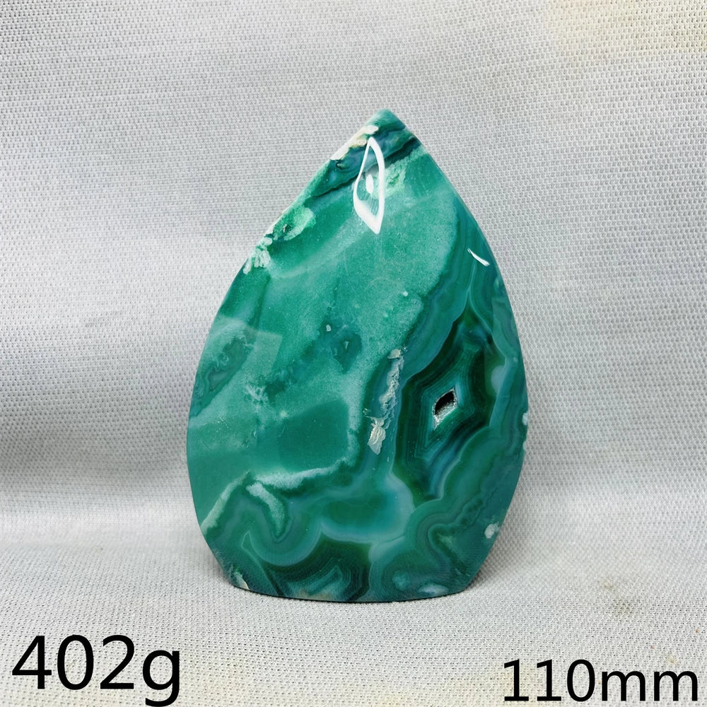 Green Cherry Blossom Agate Free Form Teardrop