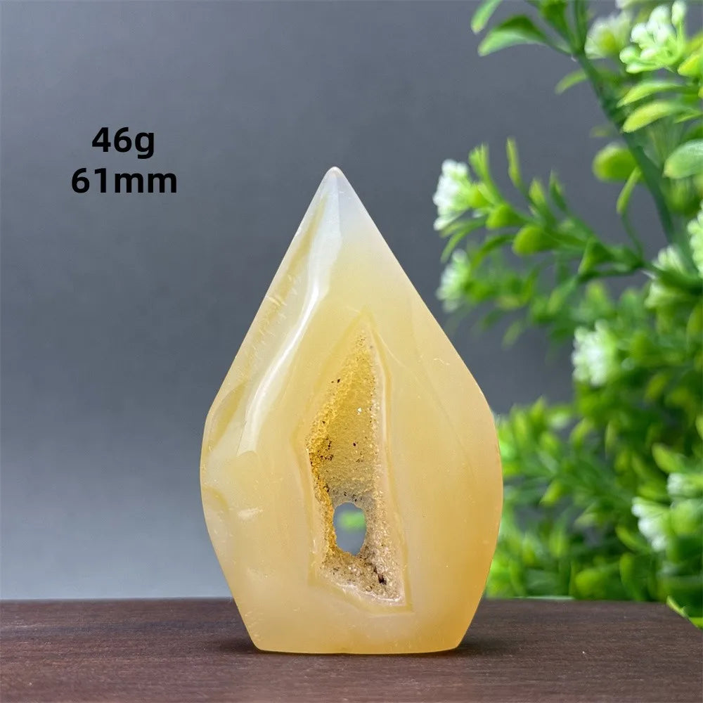 Natural Yellow Agate Geode Free Form Torch