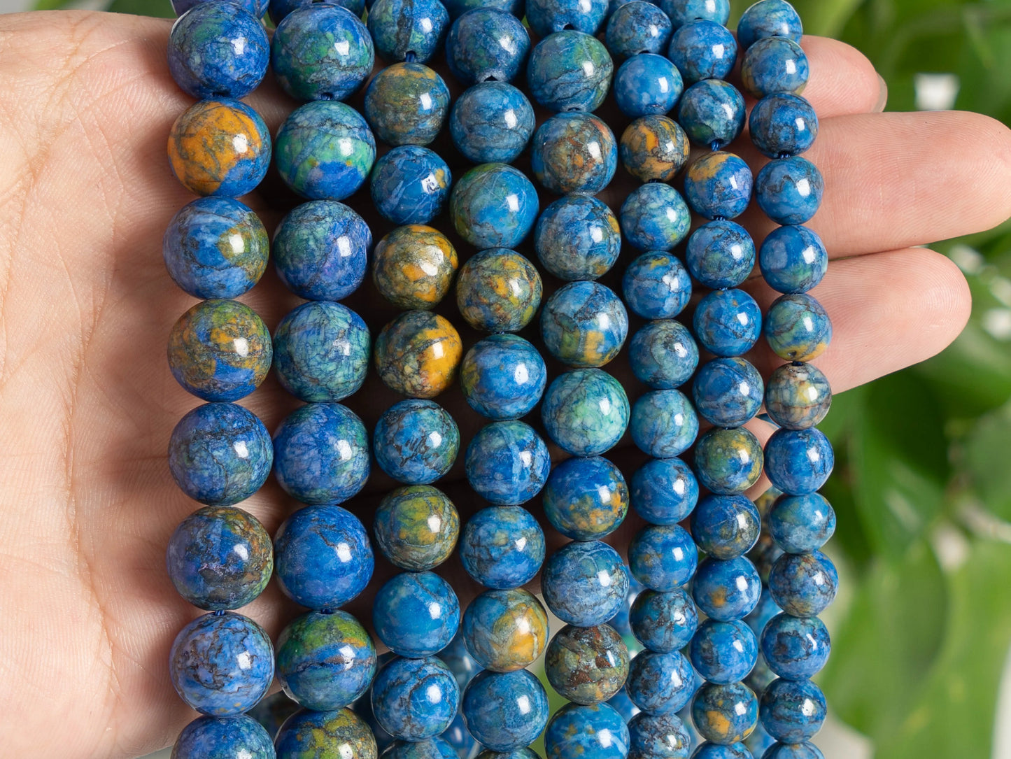 Fil de perles de magnésite bleu paon HQ