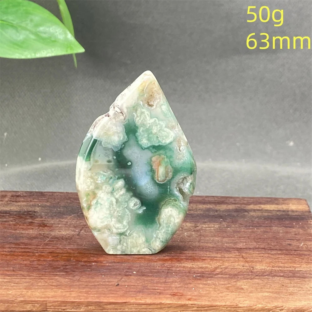 Natural Green Cherry Blossom Agate Freeform Torch