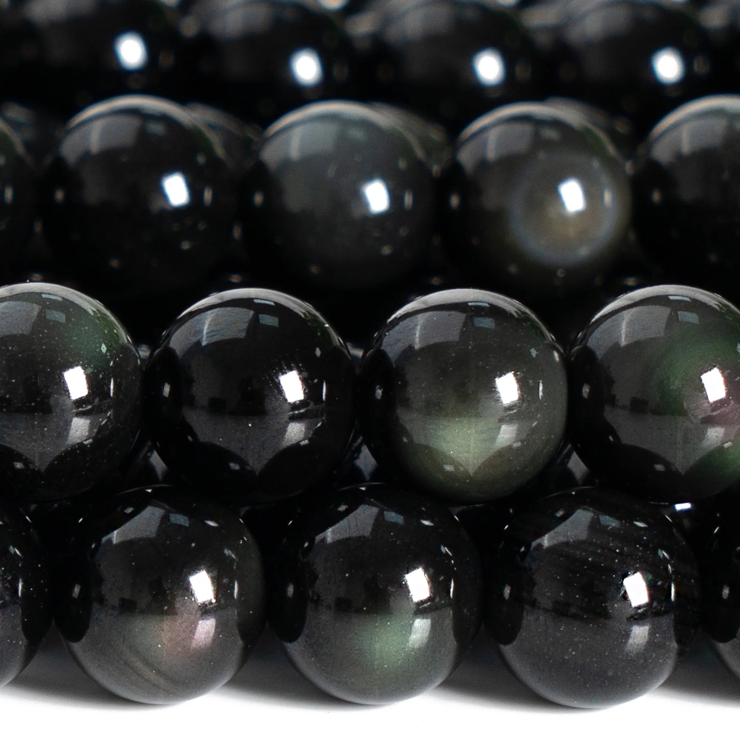 HQ Natural Rainbow Obsidian Bead Strand