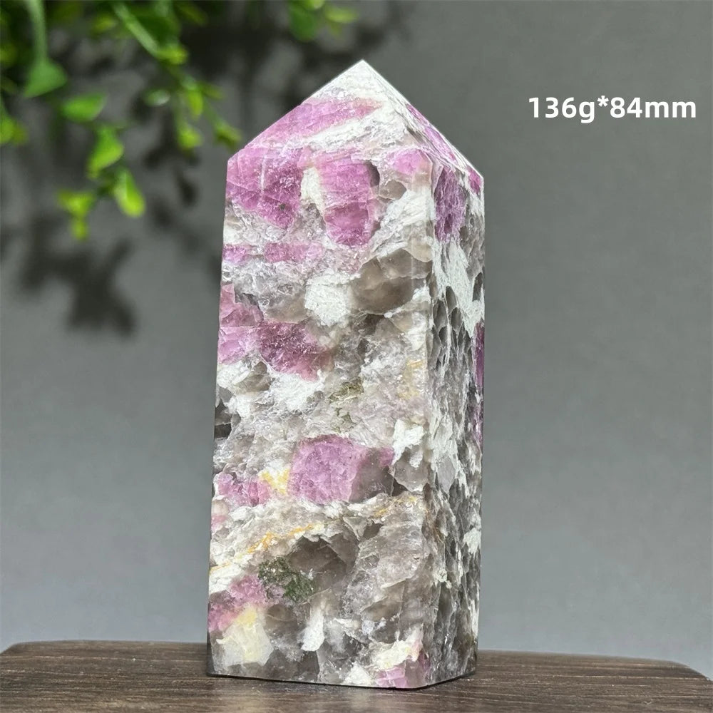 Natural Plum Blossom Tourmaline Obelisk