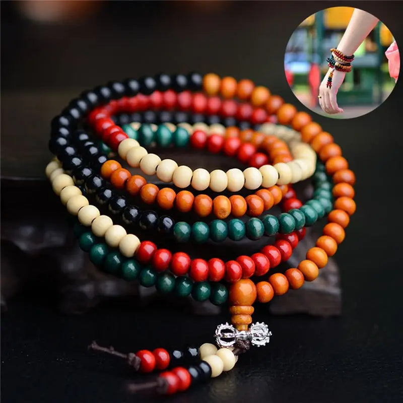 Collier Mala 108 perles en bois de santal naturel