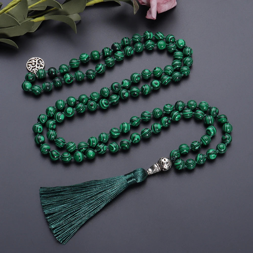 Perles de malachite verte (6-8 mm)