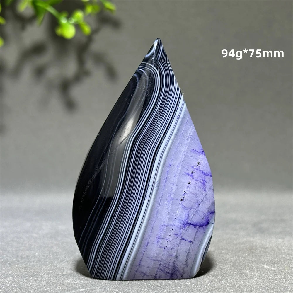 Dyed Purple Black Banded Agate Freeform Torch
