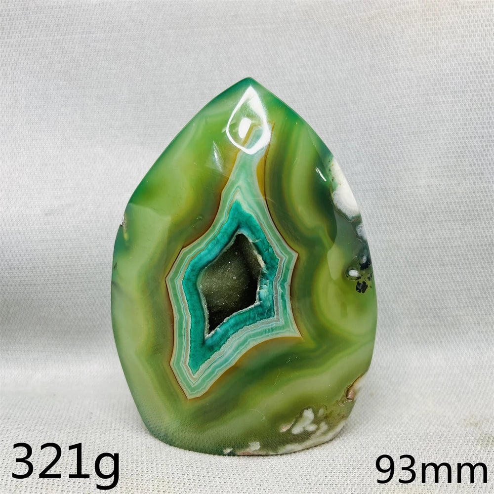 Green Cherry Blossom Agate Free Form Teardrop