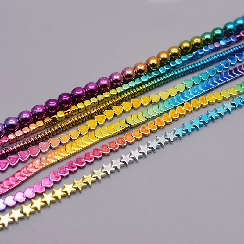 Rainbow Gradient Natural Hematite Bead Strand