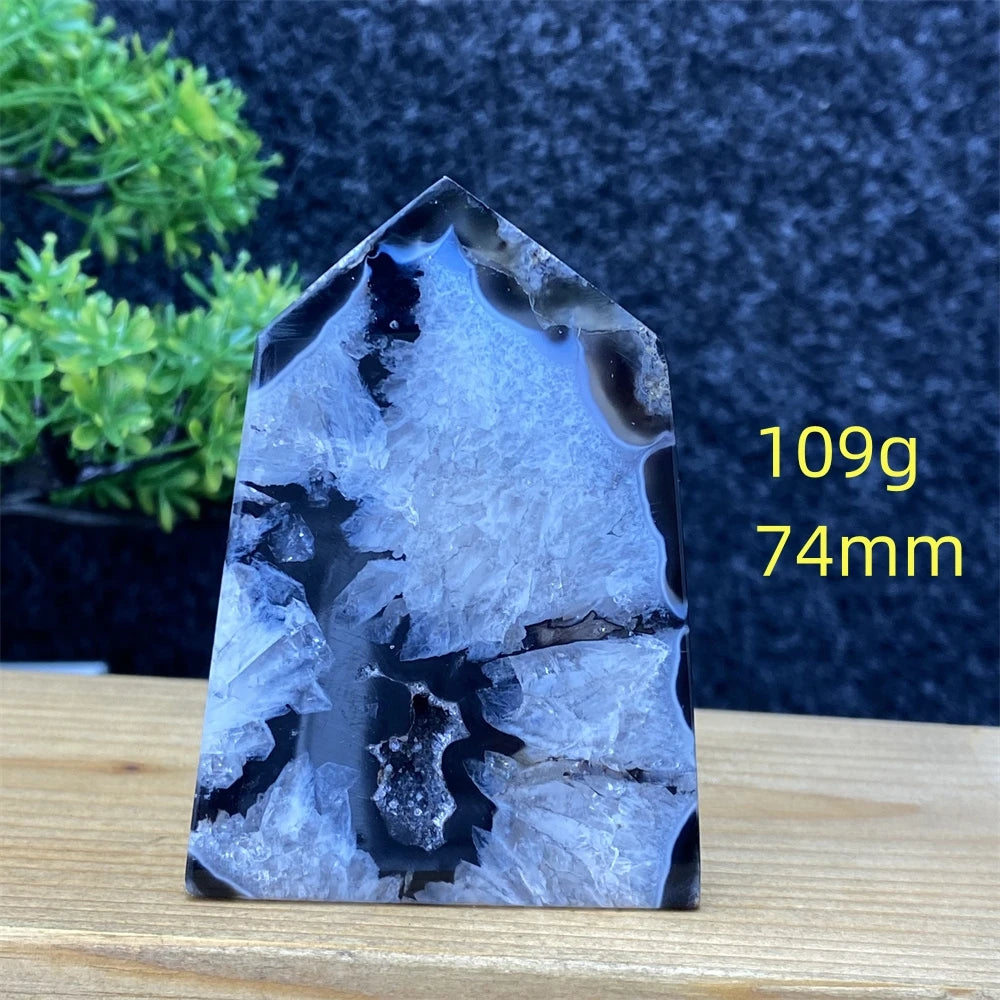 Black Agate Geode Obelisk