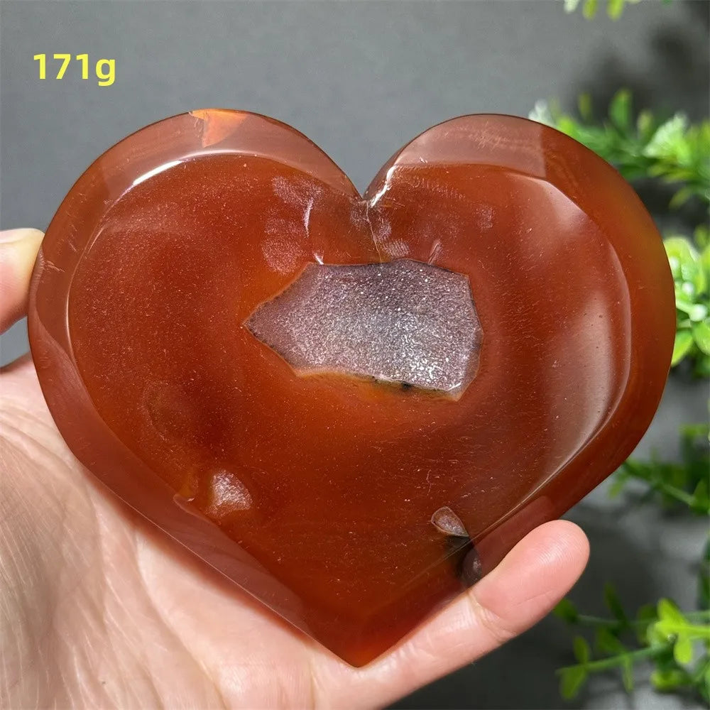 Natural Red Carnelian Druzy Heart