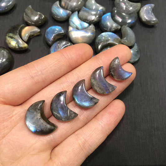 1pc Natural Labradorite Mini Moon Carvings