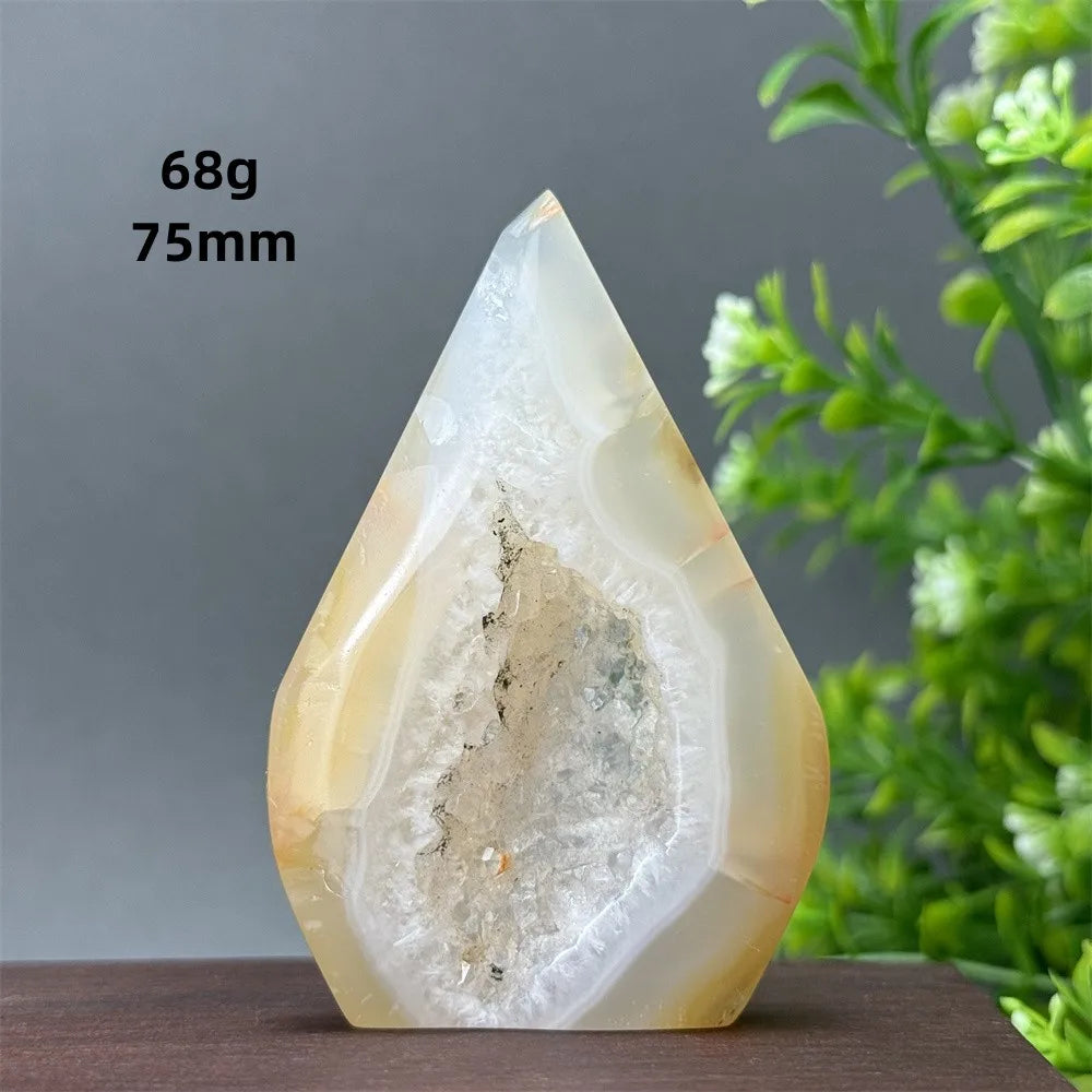Natural Yellow Agate Geode Free Form Torch
