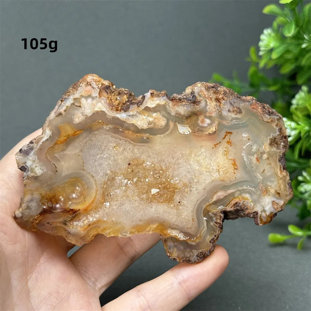 Natural Red Cherry Blossom Agate Geode Slab