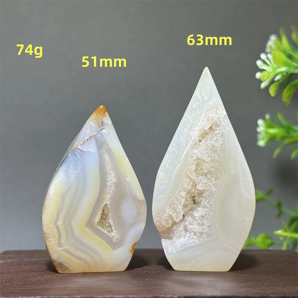 Natural Yellow Agate Geode Free Form Torch