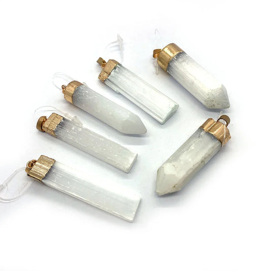 Pendentif pilier en sélénite naturelle, 1 pièce