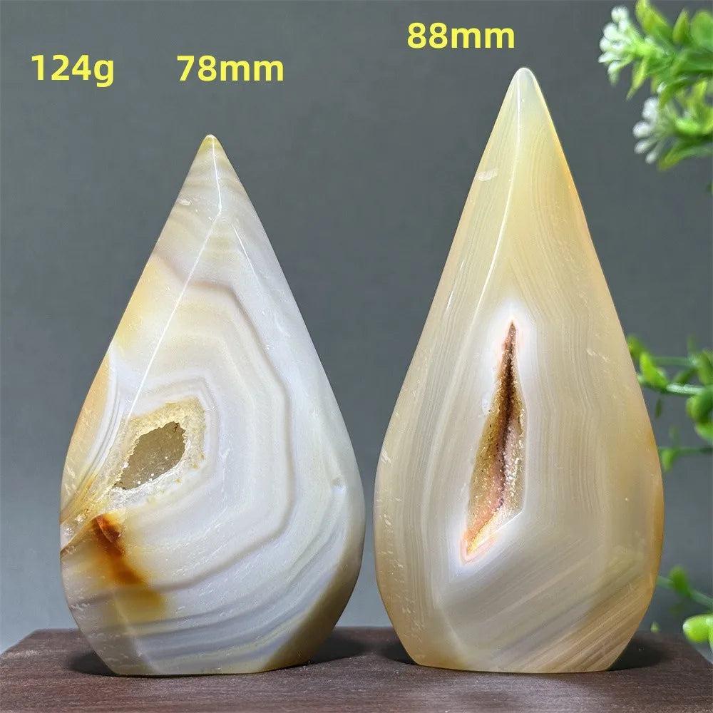 Natural Yellow Striped Agate Crystal Cave Free-Form Torch