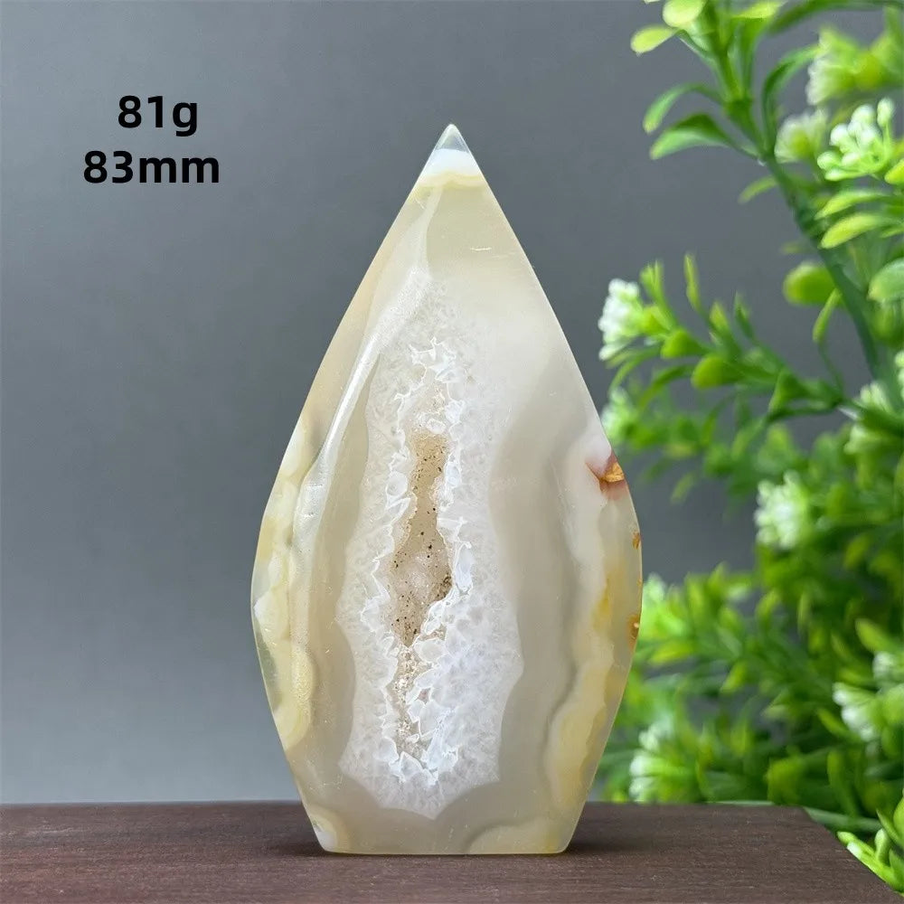 Natural Yellow Agate Geode Free Form Torch