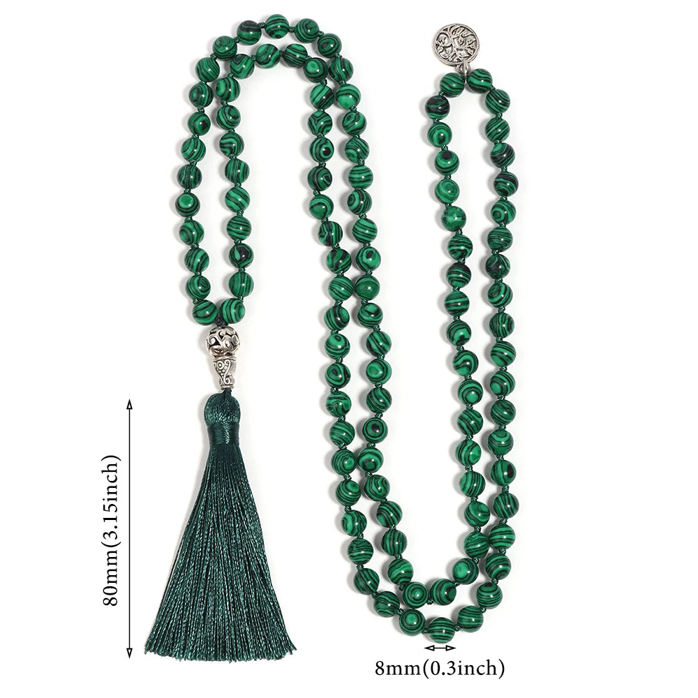 Perles de malachite verte (6-8 mm)
