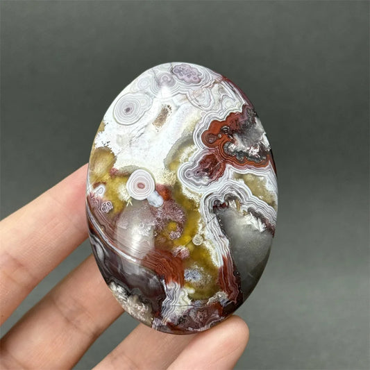 Natural Mexican Crazy Lace Agate Palm Stone