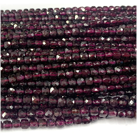 Natural Purple Garnet Irregular Cube Faceted Bead Strand