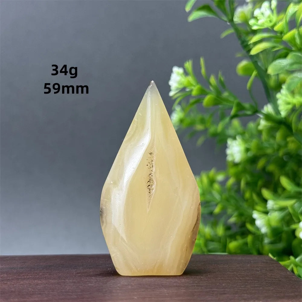 Natural Yellow Agate Geode Free Form Torch