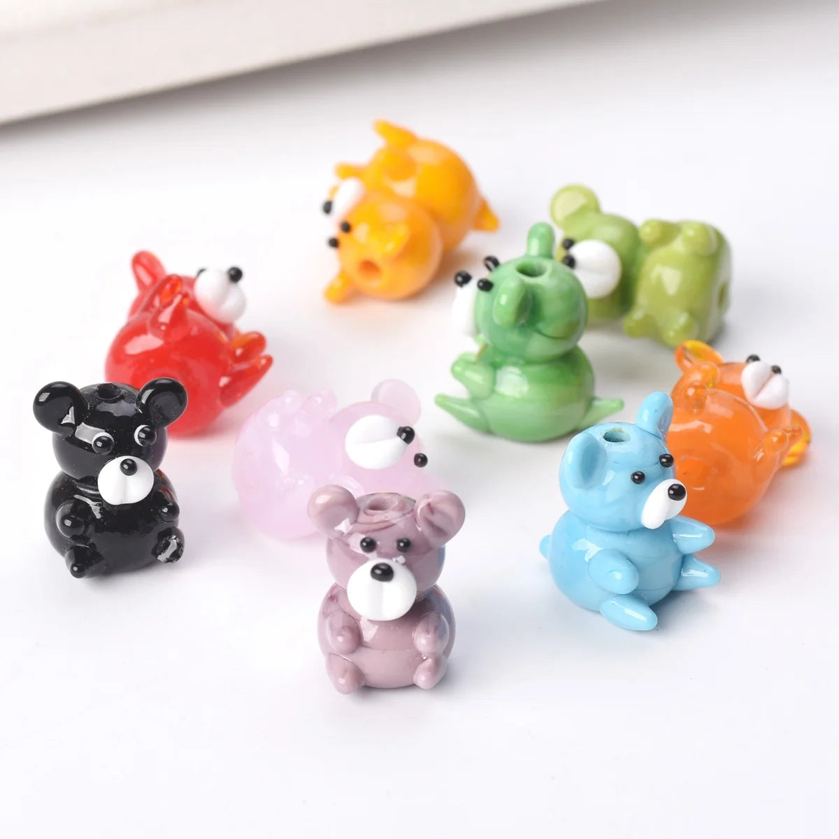 2pcs Bear Handmade Lampwork Glass Beads (15x20mm)