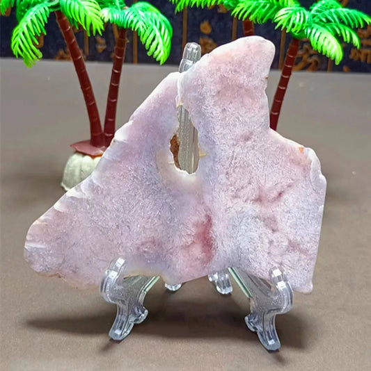Natural Cherry Blossom Agate Slab (With Stand)