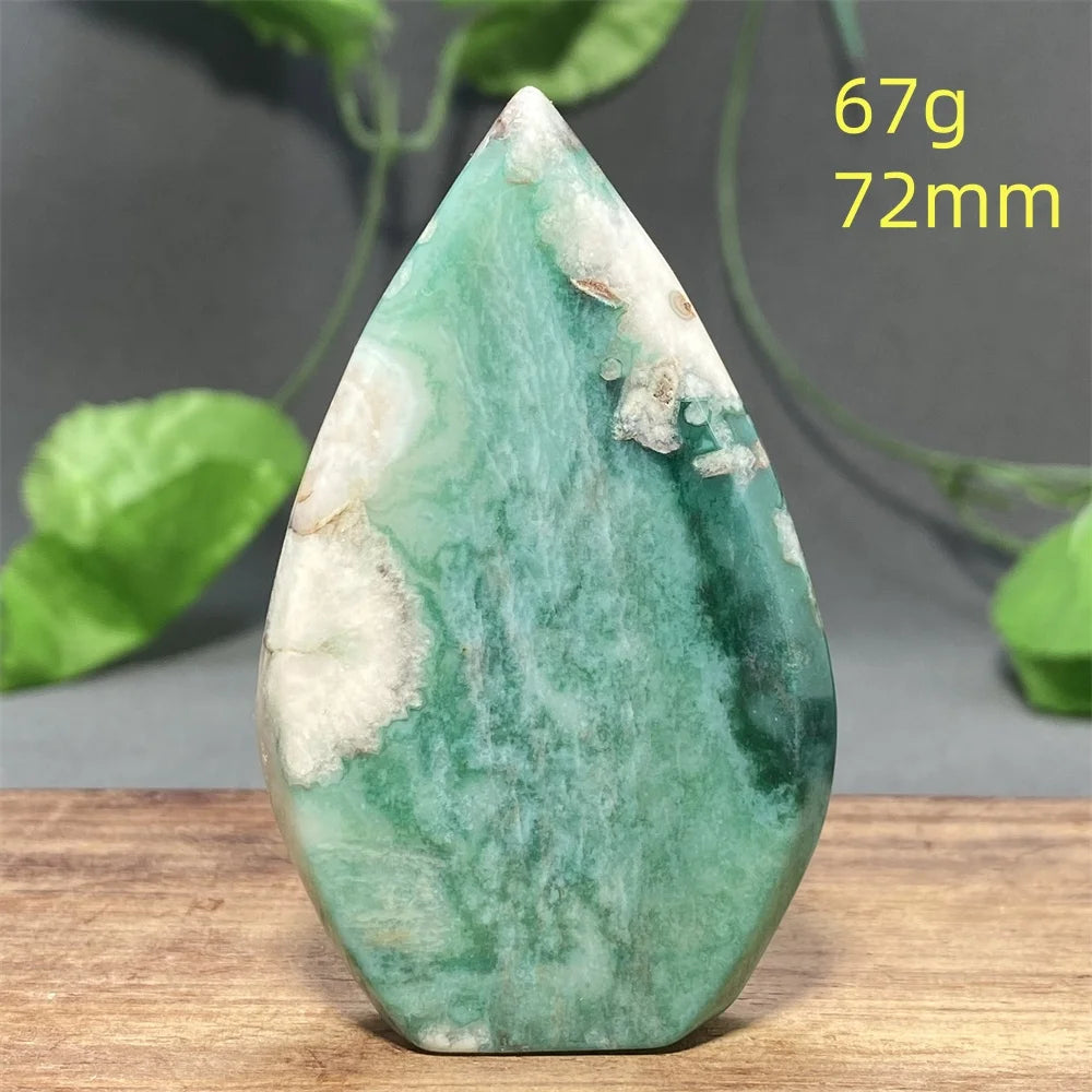 Natural Green Cherry Blossom Agate Freeform Torch