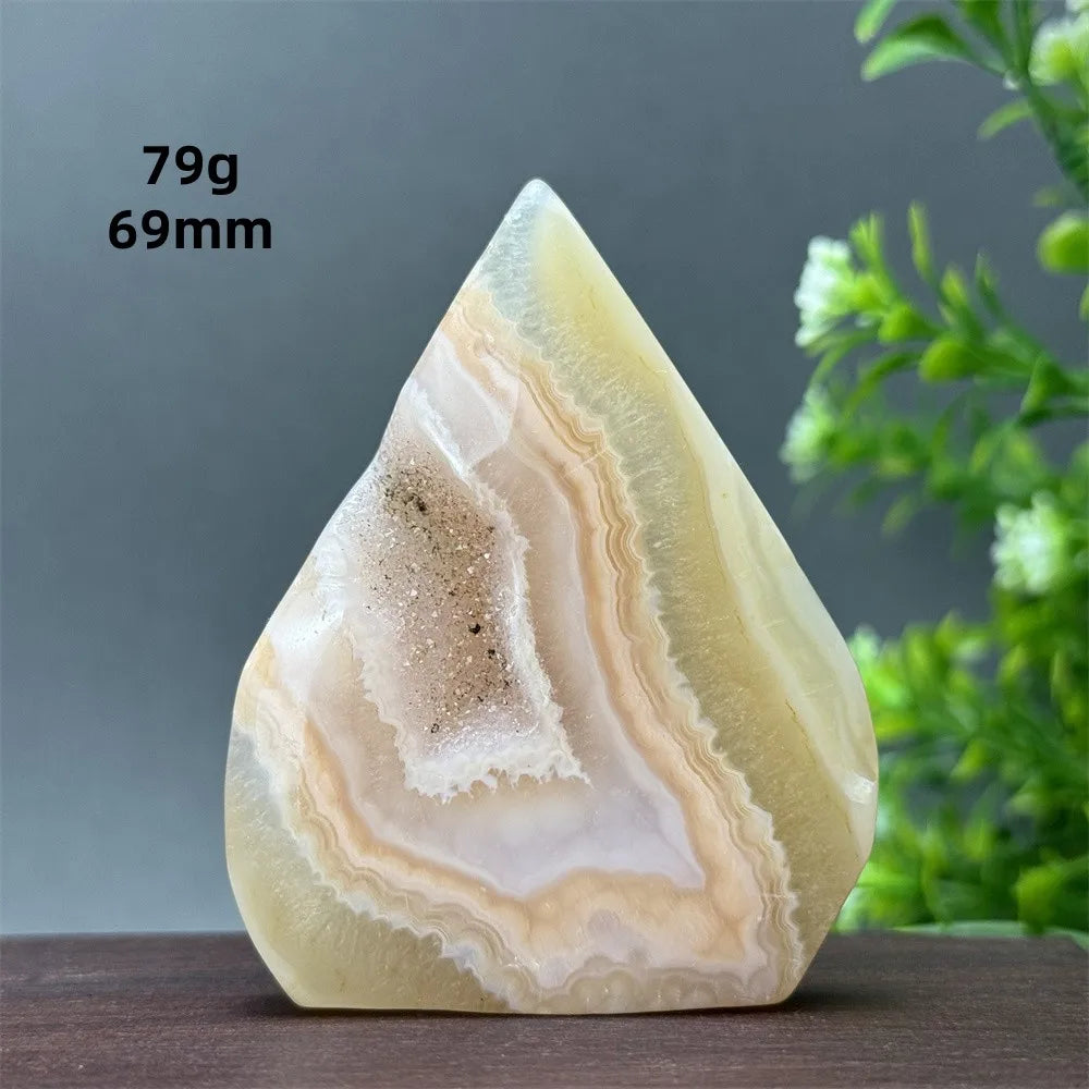 Natural Yellow Agate Geode Free Form Torch