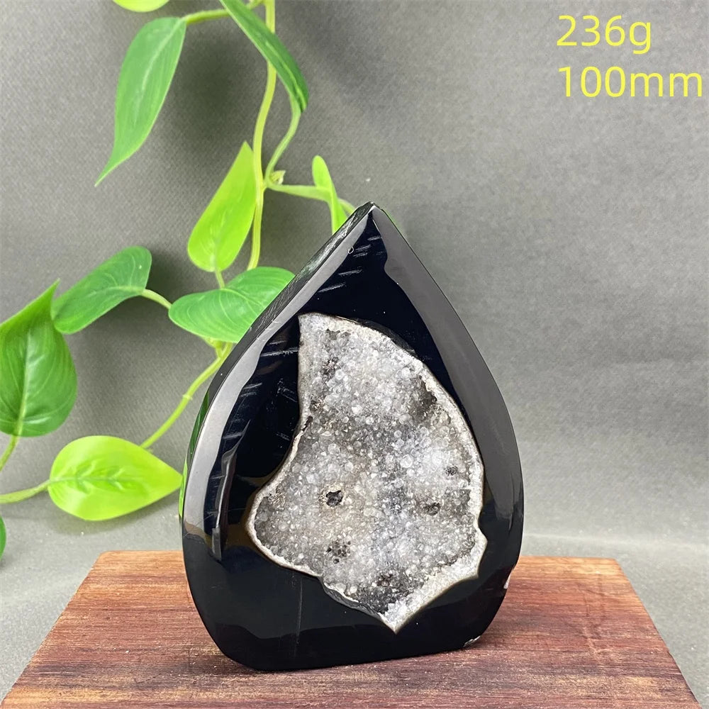Natural Black Agate Crystal Cave Freeform
