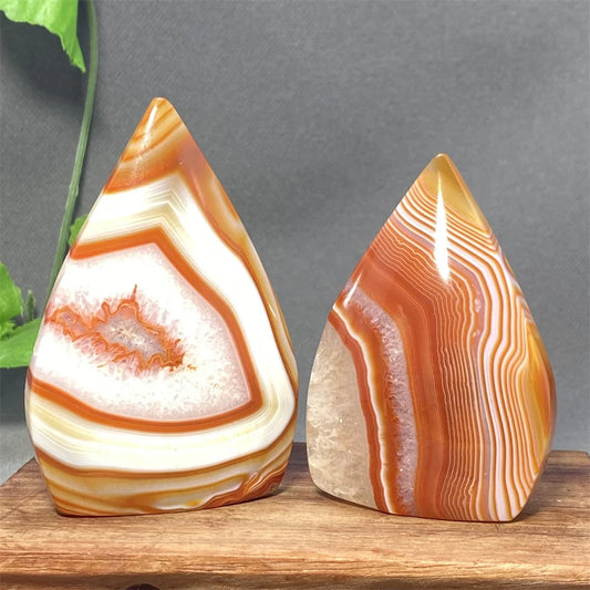 Natural Red Agate Striped Free Form Torch