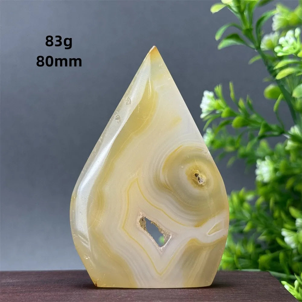 Natural Yellow Agate Geode Free Form Torch