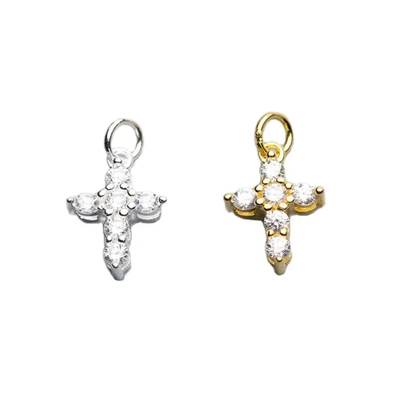 925 Sterling Silver Cross Charm With AAA Zirconia