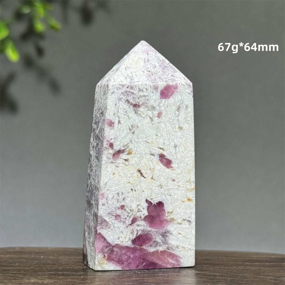 Natural Plum Blossom Tourmaline Obelisk