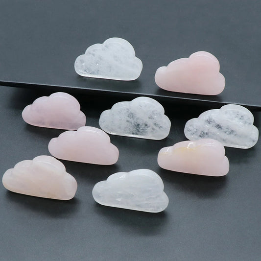 1pc Clear/Rose Quartz Cloud Carving
