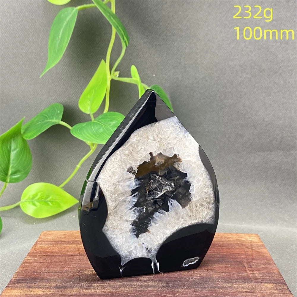 Natural Black Agate Crystal Cave Freeform