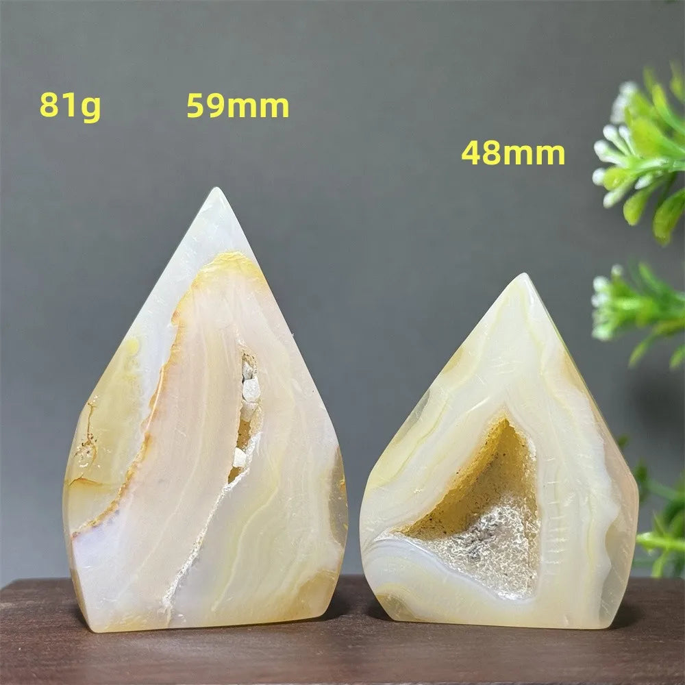Natural Yellow Agate Geode Free Form Torch