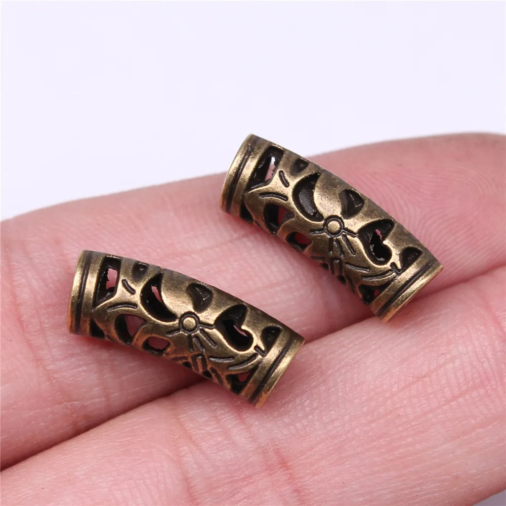 10pcs 20x8x6mm Antique Bronze Engraved Curved Spacer Beads
